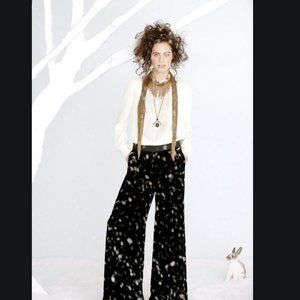Anthropologie Black Velvet Wide Leg Pants